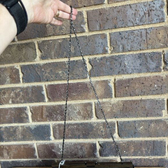 Gunne Sax Jessica McClintock Black Satin Evening Bag with Gun Metal Chain NWT - Picture 3 of 15